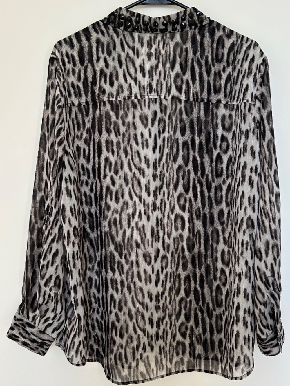 NWOT Michael Kors 1X Leopard Studded Collar Blouse - Picture 2 of 10